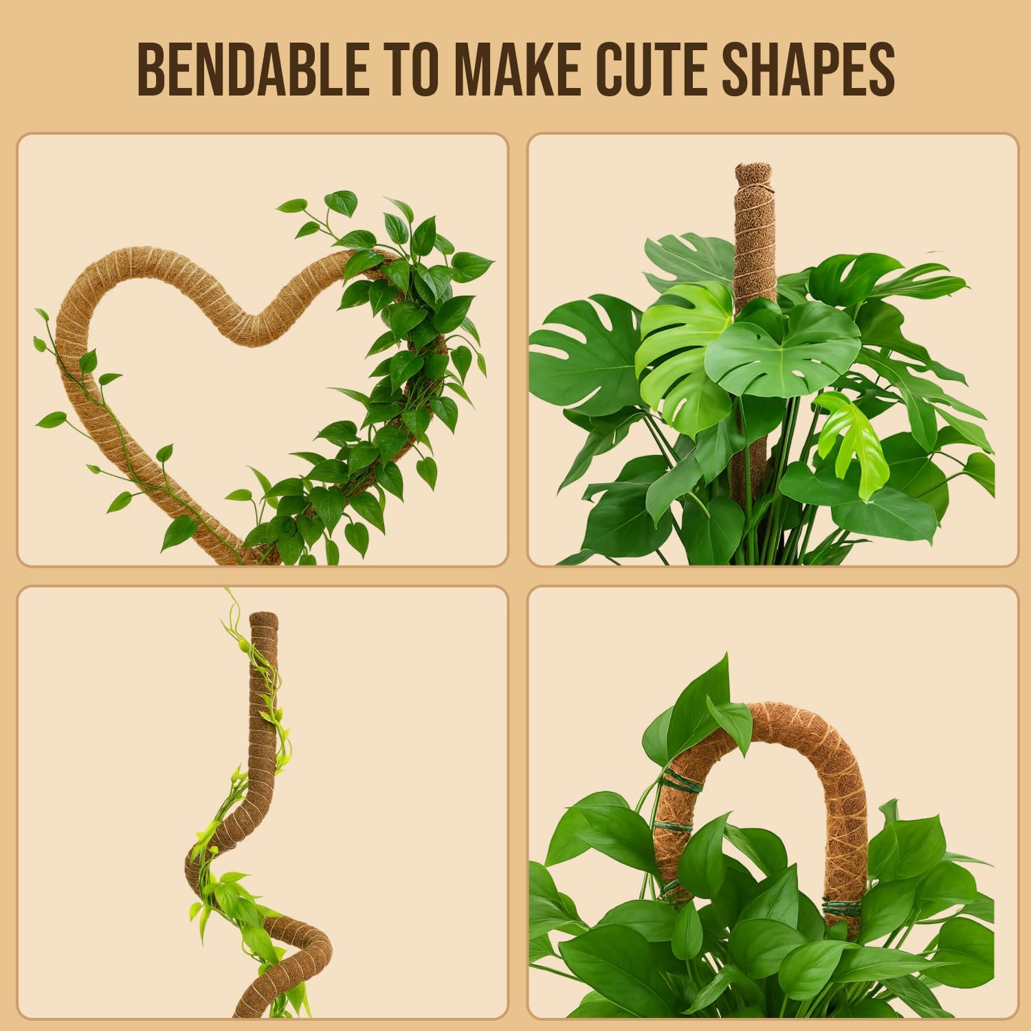 Moss Pole Monstera Plant Support, 2 Pack 28In Bendable Indoor Plant Stakes
