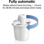 Hamilton Beach Automatic Electric Ice Cream Maker & Frozen Yogurt Machine | 4 Quart | Makes A Variety Of Treats Including Sorbet, Sherbet, Gelato, Custard |Simple & Customizable | White | 68330N