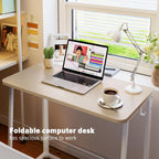 Wohomo Folding Desk, Small Foldable Desk 31.5" For Small Spaces, Space Saving Computer Table Writing Workstation For Home Office, Easy Assembly, Oak