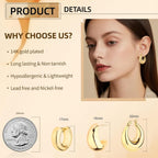 HILXURY Gold Chunky Hoop Earrings Set for Women, 14K Gold Plated Twisted Huggie Hoop Earring Hypoallergenic, Thick Open Hoops Set Lightweight
