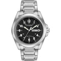 Citizen Men'S Eco-Drive Weekender Garrison Field Watch In Stainless Steel, Black Dial, Arabic Markers, Luminous, 43Mm (Model: Aw0050-82E)