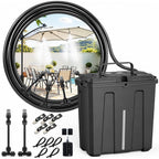 Portable Misting System, Outdoor Water Misters For Outside Patio Umbrella Cooling With Rechargeable Water Pump (Consecutive 8Hrs), 9L Bucket, 26Ft Hose, For Tailgating, Camping, Canopy, Sport
