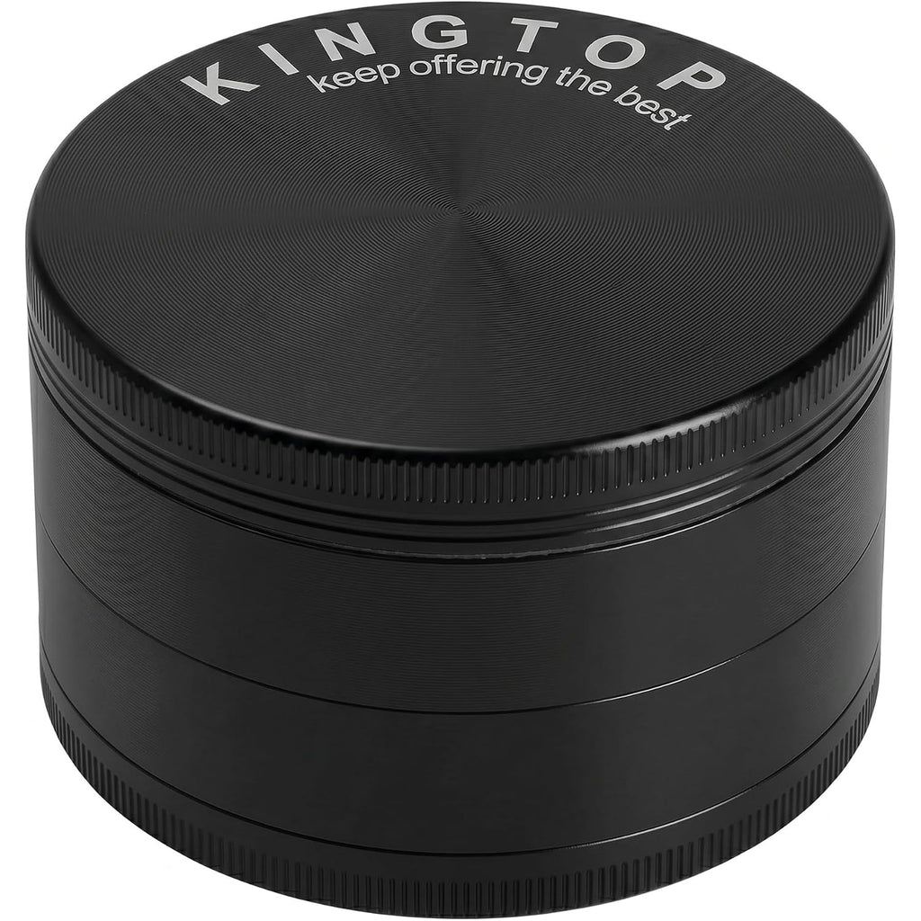 Kingtop Grinder, Large 3" Zinc Alloy Spice Grinder (Black)