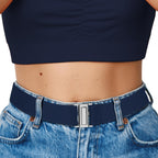 No Show Elastic Belts for Women with Invisible Flat Buckle Stretch Web Strap Belt for Jeans Pants Dresses