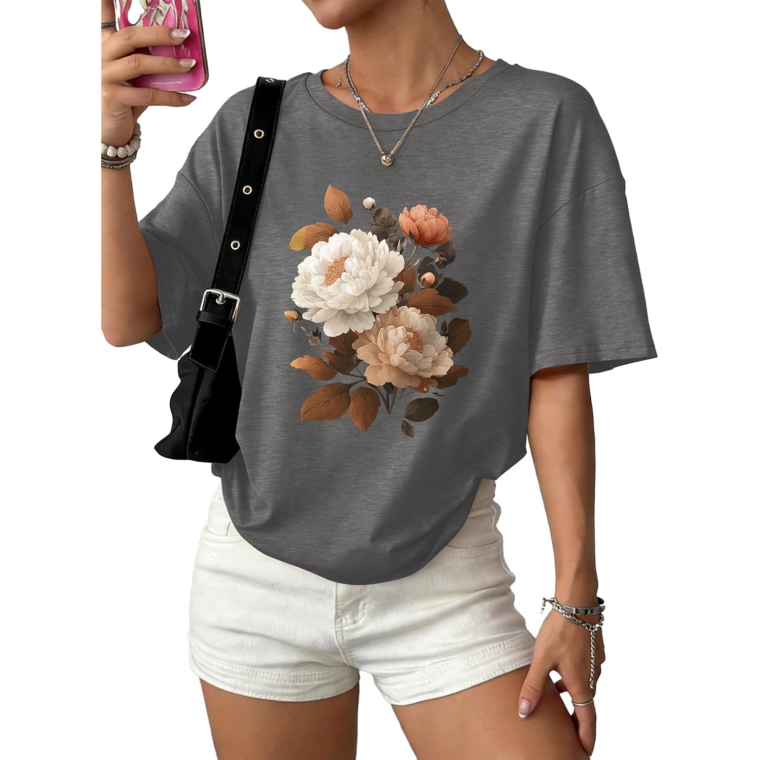 WIHOLL Oversized Tshirts for Women Summer Crew Neck Short Sleeve Graphic Tees Casual Loose Fit Workout Tops 2026