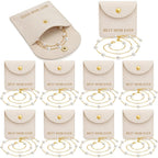 Yinkin 12 Sets Mother's Day Church Gifts Mother's Day Necklaces Gifts Bulk Gold Pearl Choker with Jewelry Pouch Adjustable Necklaces for Thank You Mom Church Gift
