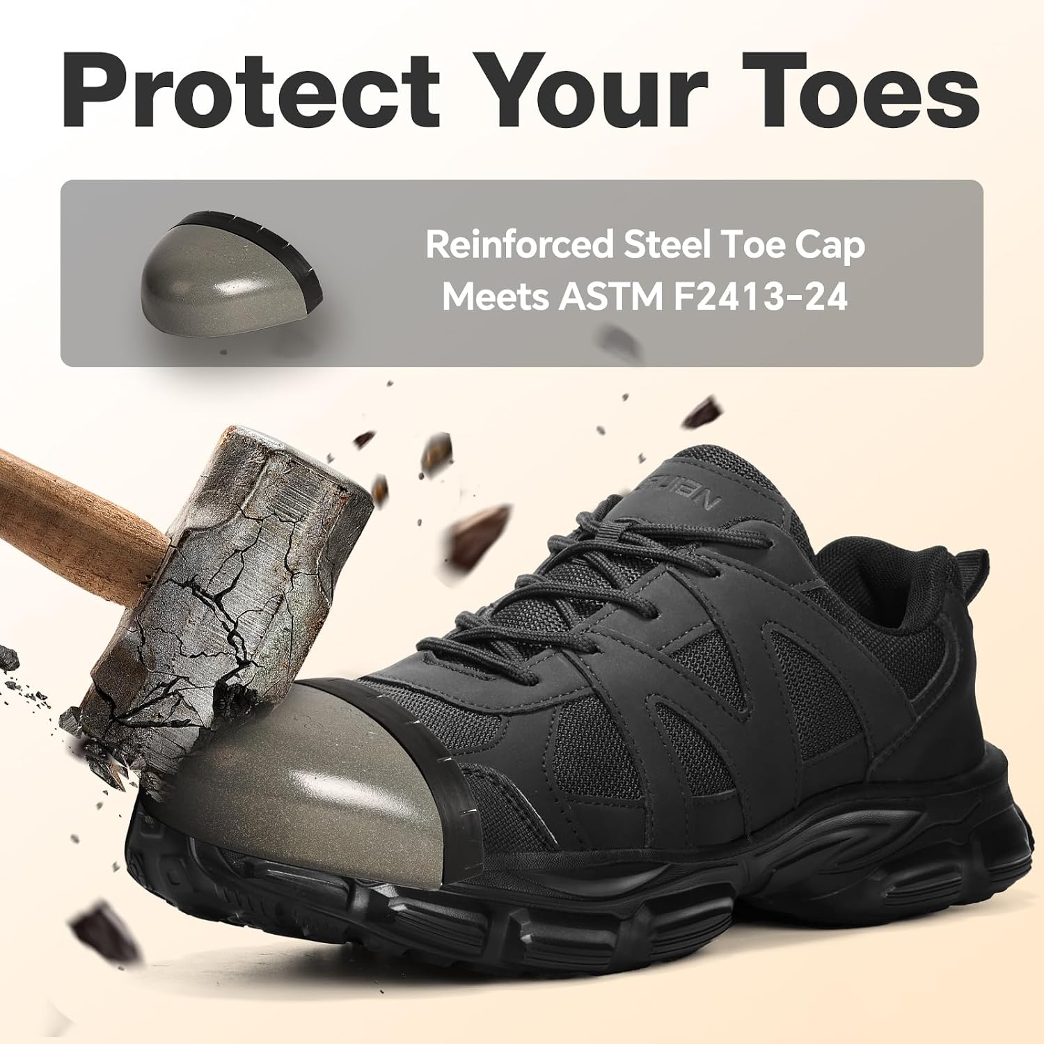 Steel Toe Shoes For Men & Women Work Shoes Women Safety Toe Sneakers Unisex | Lightweight,Breathable,Arch Fit,Comfortable,Construction,Manufacturing,Garden,Garage,Running,Factory,Plant