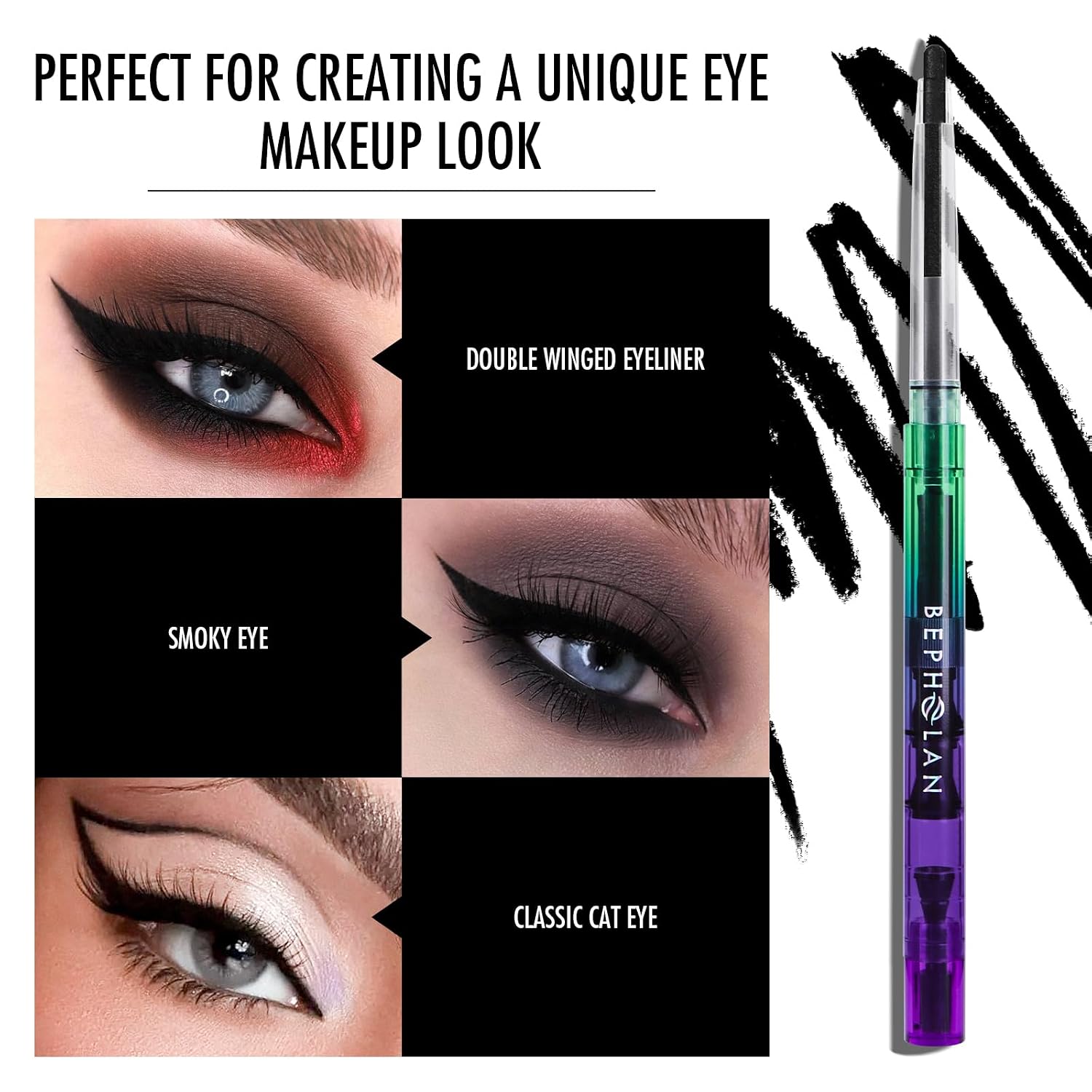 Bepholan Black Gel Eyeliner Pencil, Waterproof Smudge Proof Eyeliner Long-Lasting Matte Eye Liner Retractable With Built-In Sharpener For Waterline & Daily Makeup (Black)