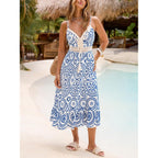 Cupshe Womens Boho Midi Dresses Summer Spaghetti Strap Crochet Lace V Neck Drawstring Waist Beach Vacation Casual Sundress