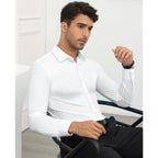 Stretch Mens Dress Shirts Long Sleeve Slim Fit Dress Shirts For Men Muscle Fit Wrinkle Free Button Down Shirt