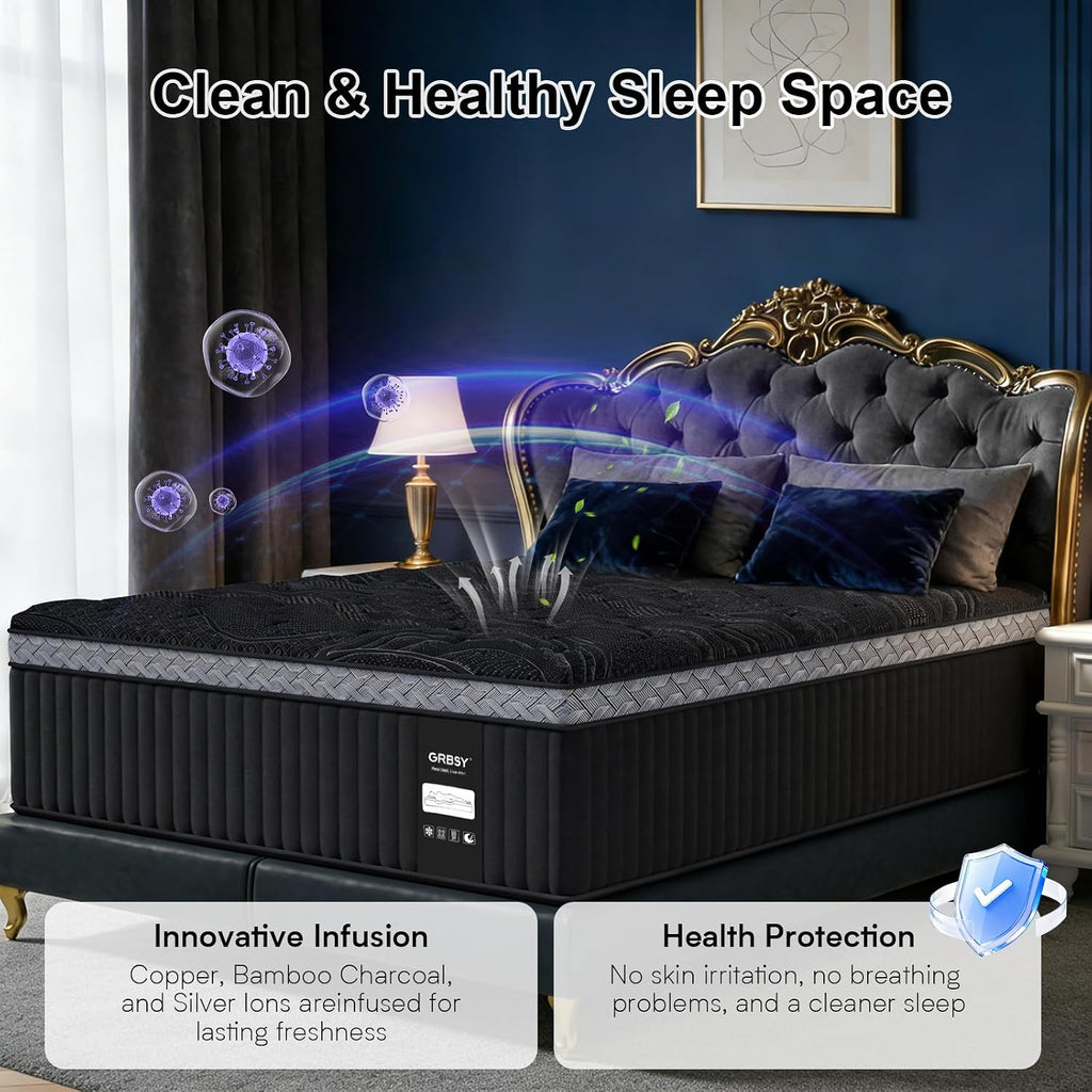 16 Inch King Size Mattress, Upgraded Luxury Hybrid King Mattress In A Box With 7-Zone Support For Cool Night & Pressure Relief, Motion Isolation, Assembled In Usa, 365-Night Trial, Medium Firm
