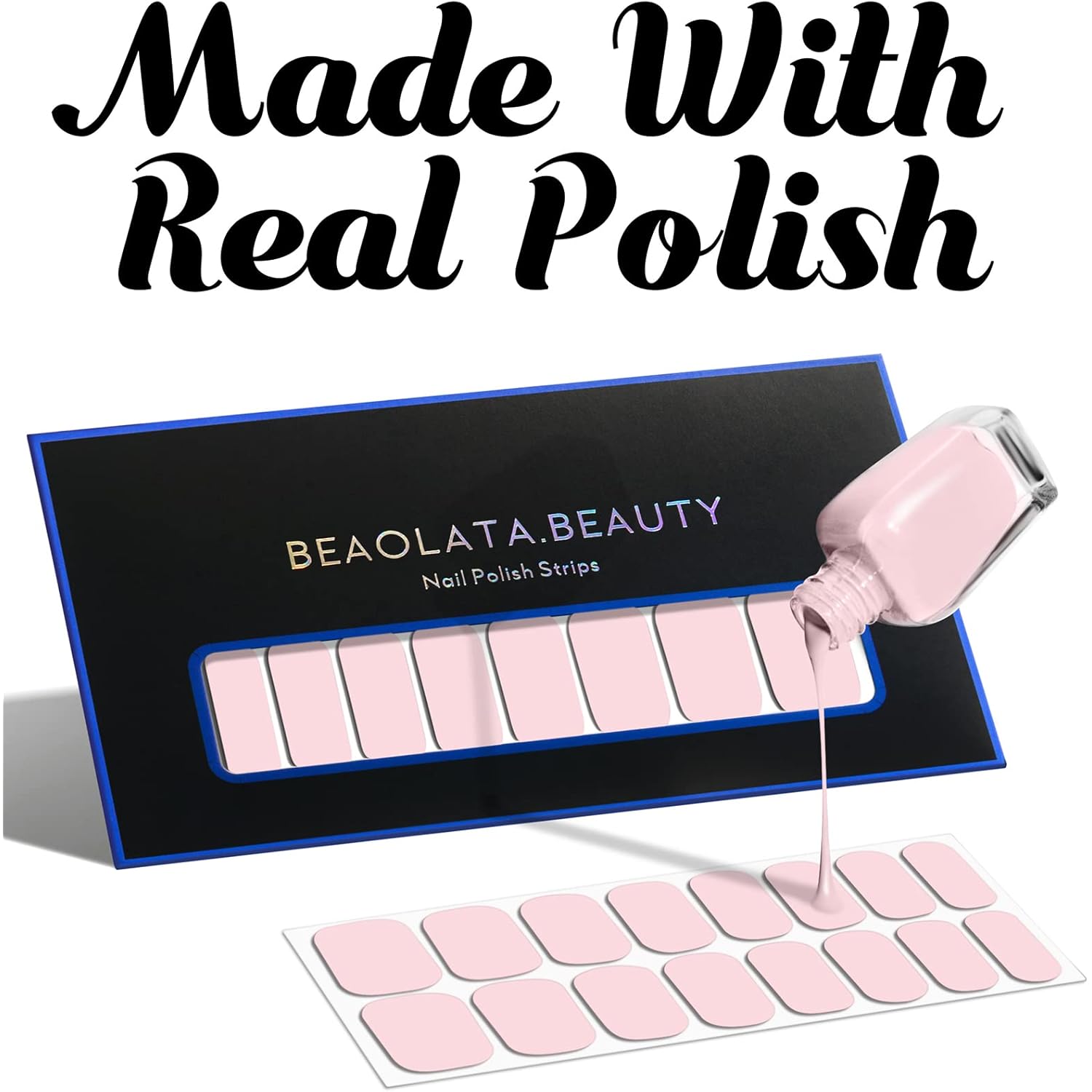 Nail Polish Strips, 32PCS Salon Quality Wraps, Long Lasting Gel Nail Stickers for Women Easy Apply& Remove (Milky Sheer Clear)