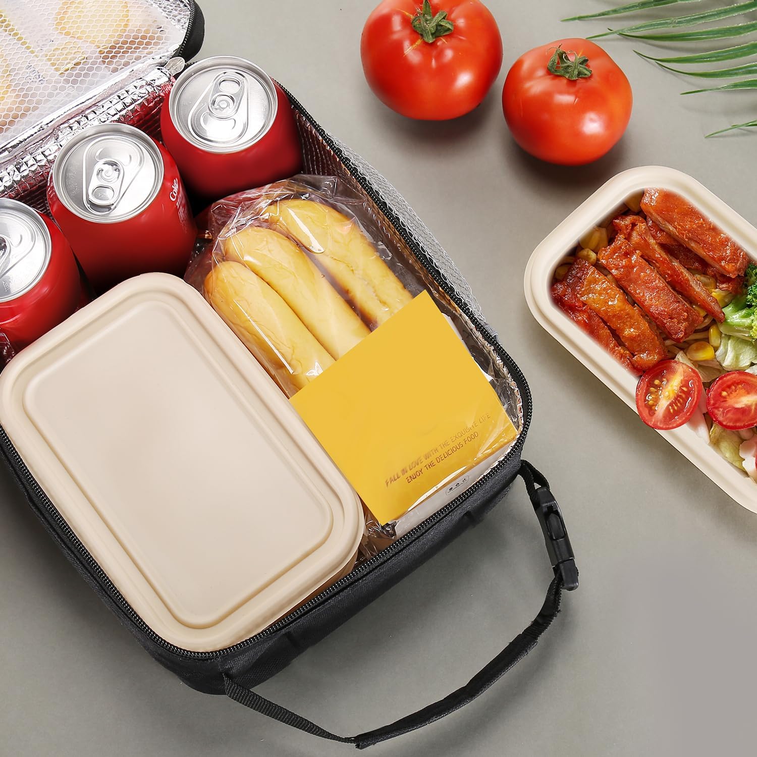 Lovoeo Lunch box Lunch bag for men women Insulated Lunchbox Lunch bags for Work Picnic Travel (Black)