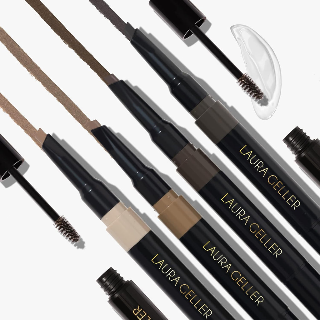 Laura Geller New York Sculpt-N-Stay 2-In-1 Waterproof Eyebrow Pencil & Brow Gel – Dark Brown – Fills Sparse Brows, Defines & Sets – Smudge-Proof, Long-Lasting, Natural Finish