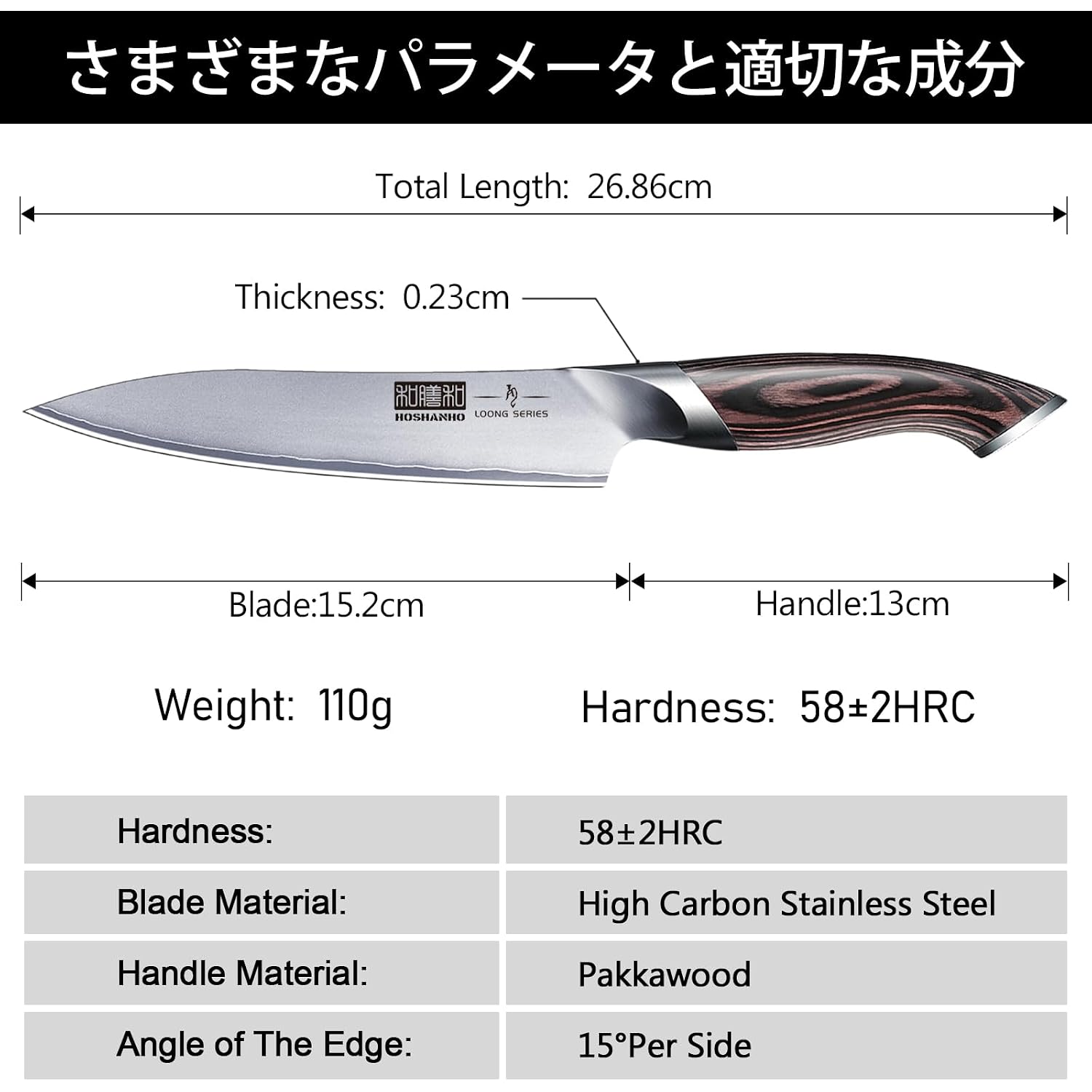 Hoshanho 6 Inch Kitchen Knife, Ultra Sharp Japanese High Carbon Stainless Steel Chef Knife, Multipurpose Kitchen Utility Knife With Ergonomic Pakkawood Handle