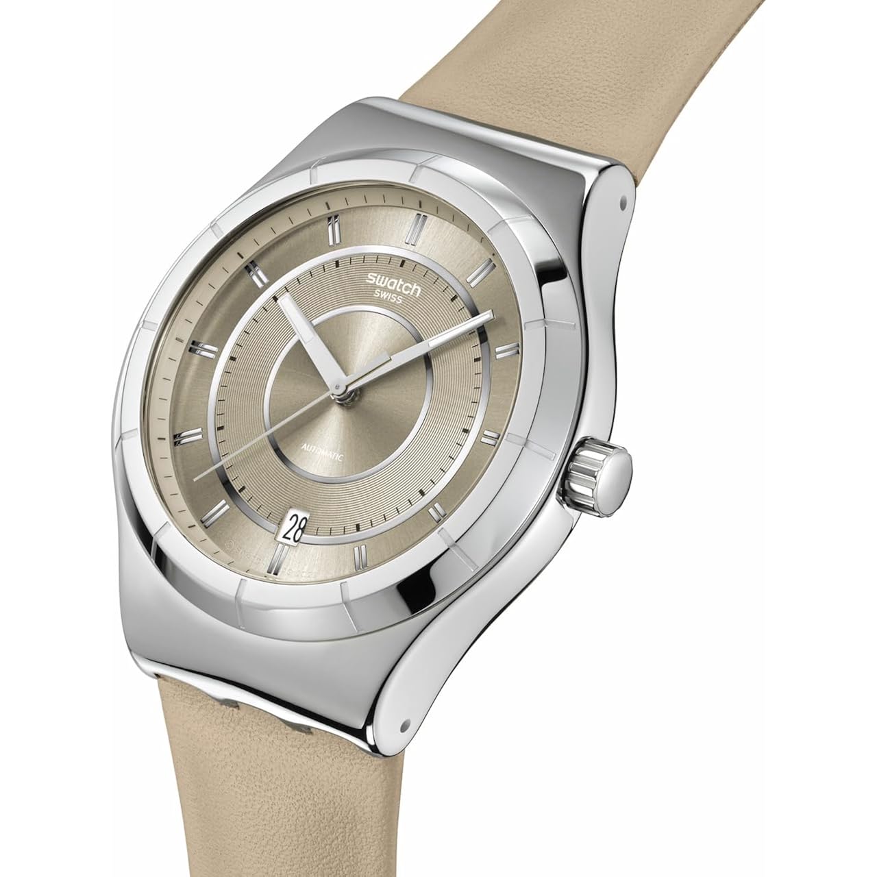 Swatch Irony Sistem51 Unisex Watch Casual Polymer Beige Automatic Waterproof Mocha Dream