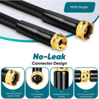 Garden Hose 100Ft Non-Expanding, Lightweight Hose With 10-Function Nozzle, Leak-Proof No-Knot, Easy To Carry, Wear-Resistant, Sturdy 3/4Ght Flexible Water Hose For Outdoor (Black With Nozzle)