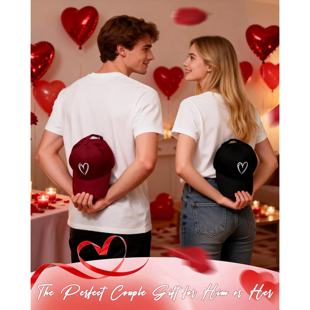 Zando 2026 Trendy Heart Baseball Caps for Women Men Girls Dad Adjustable Cute Cotton Trucker Hat for Casual Travel Sports