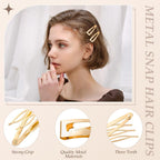 Sightor 20 Pcs Double Grip Hair Clips, Metal Snap Hair Clips Hair Barrettes For Women Hair Styling Hair Accessories (Black, Brown, Beige, Khaki, Gold)