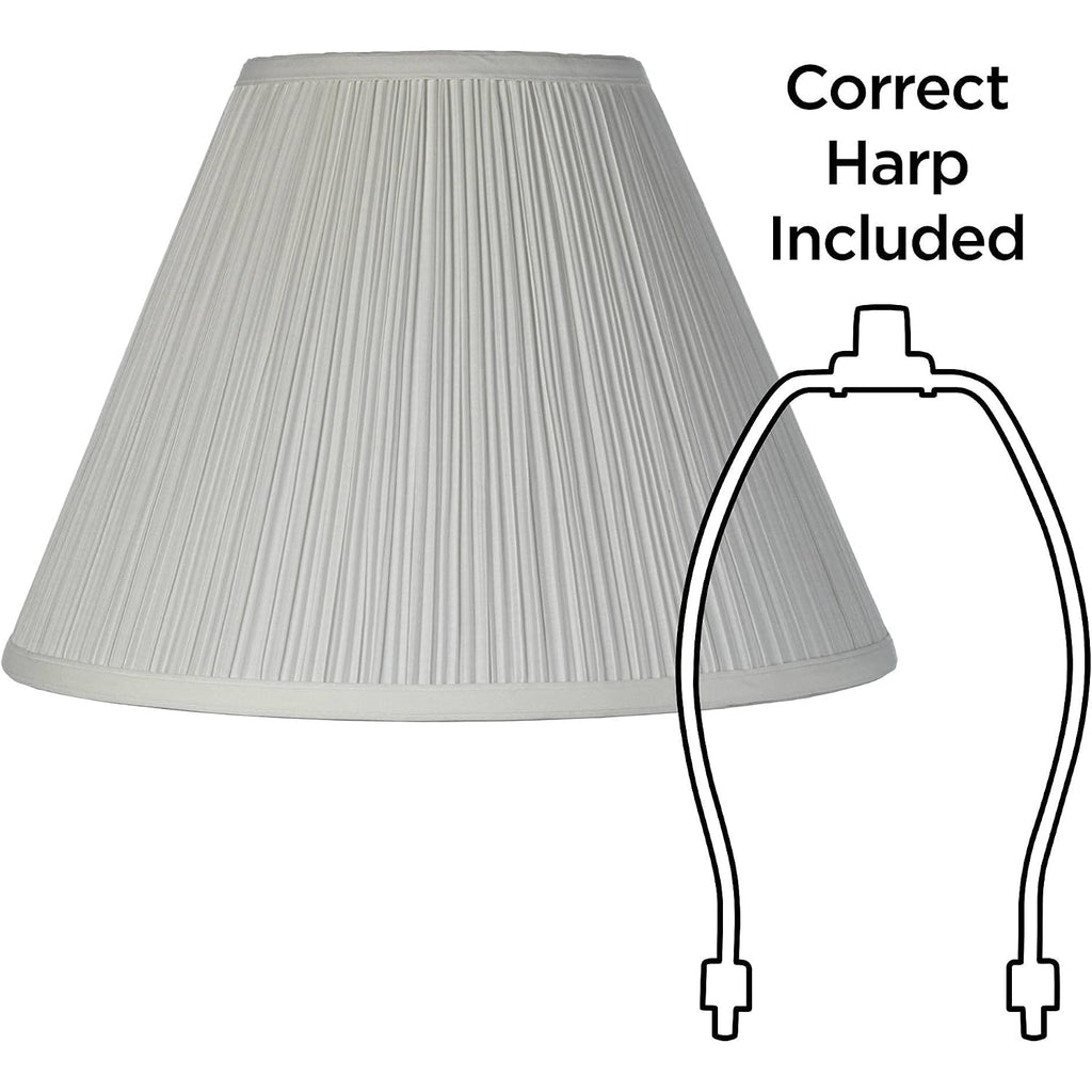 Set Of 2 White Pleated Large Empire Lamp Shade (Pre-Assembled) S 6.5" Top X 15" Bottom X 11" High (Spider) Replacement With Harp And Finial