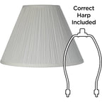 Set Of 2 White Pleated Large Empire Lamp Shade (Pre-Assembled) S 6.5" Top X 15" Bottom X 11" High (Spider) Replacement With Harp And Finial