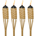 Tiki Bamboo Tiki Torches 4-Pack – Weather-Resistant Outdoor Décor With Easy-Pour Wide-Mouth Canister Refill For Patio, Garden, Backyard, And Parties, 57-Inch Citronella Torches