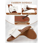 Sksshion Women'S Bow Knot Slides Open Toe Flat Sandals Summer Slip On Slippers