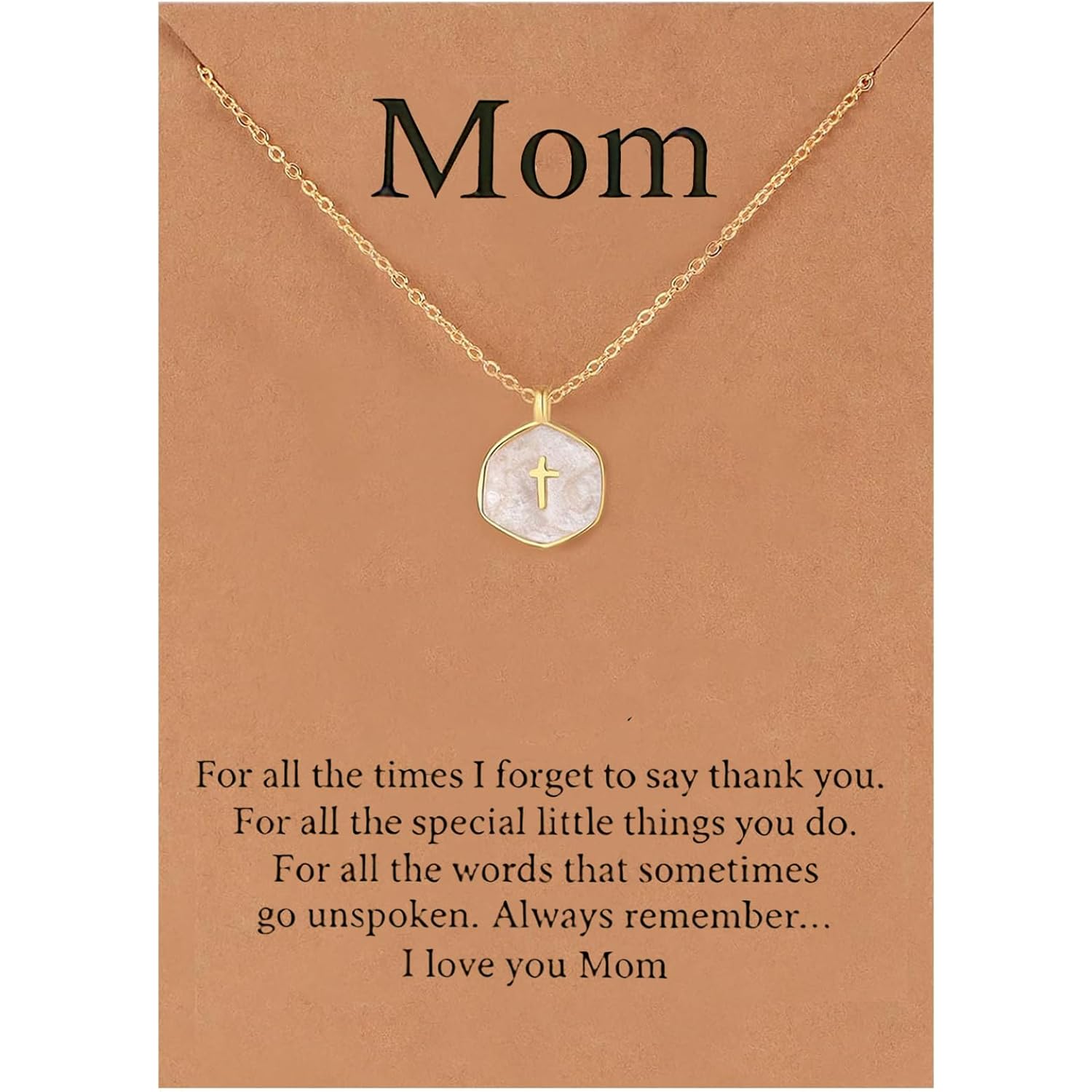 Mom Necklace for Women Tiny Cross Pendant Necklace Gold Plated Mothers Day Birthday Christmas Jewelry Gifts for Mom