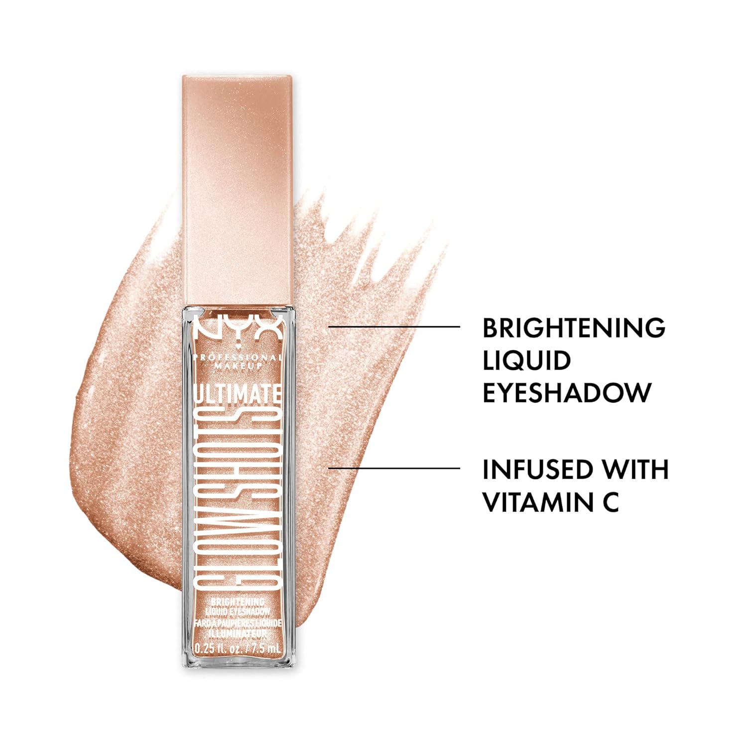 NYX PROFESSIONAL MAKEUP Ultimate Glow Shots, Liquid Eyeshadow, Long-Lasting Shimmer Eye Shadow with Vitamin C - Highkey Lychee
