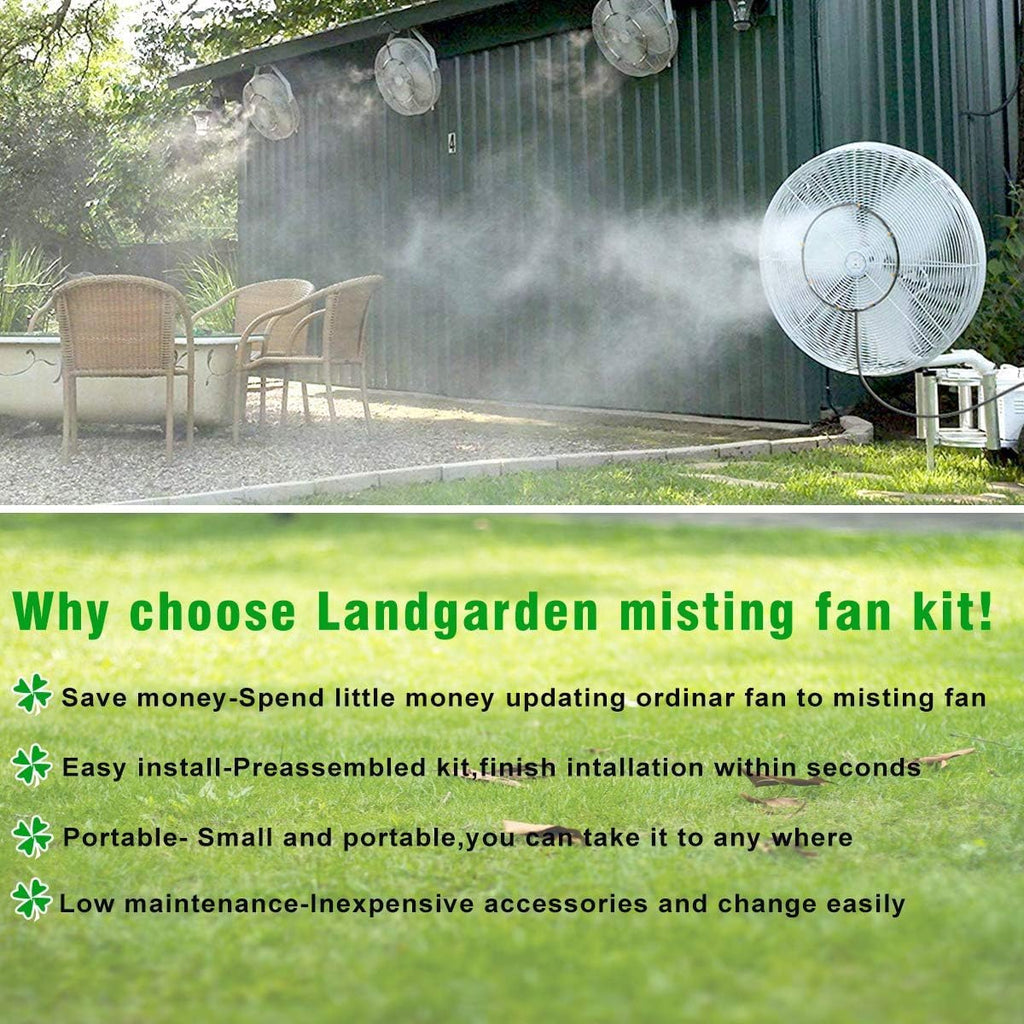 Outdoor Misting Fan Kit For A Cool Patio Breeze,Water Mister Spray For Cooling Outdoor,19.36Ft (5.9M) Misting Line + 5 Brass Mist Nozzles + A Brass Adapter(3/4) Fit To Any Outdoor Fan