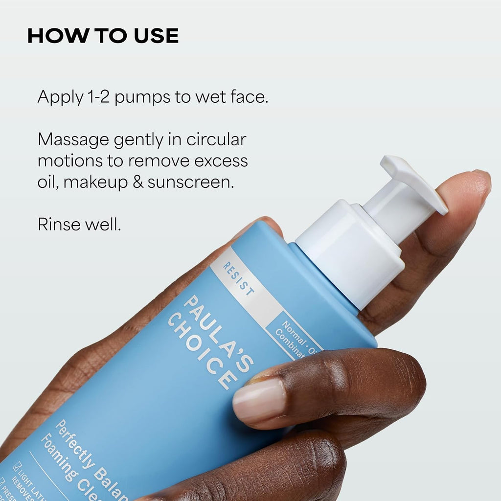 Paula'S Choice Resist Perfectly Balanced Foaming Facial Cleanser, Face Cleanser With Hyaluronic Acid & Aloe, Anti-Aging Face Wash, Large Pores & Oily Skin, Fragrance-Free