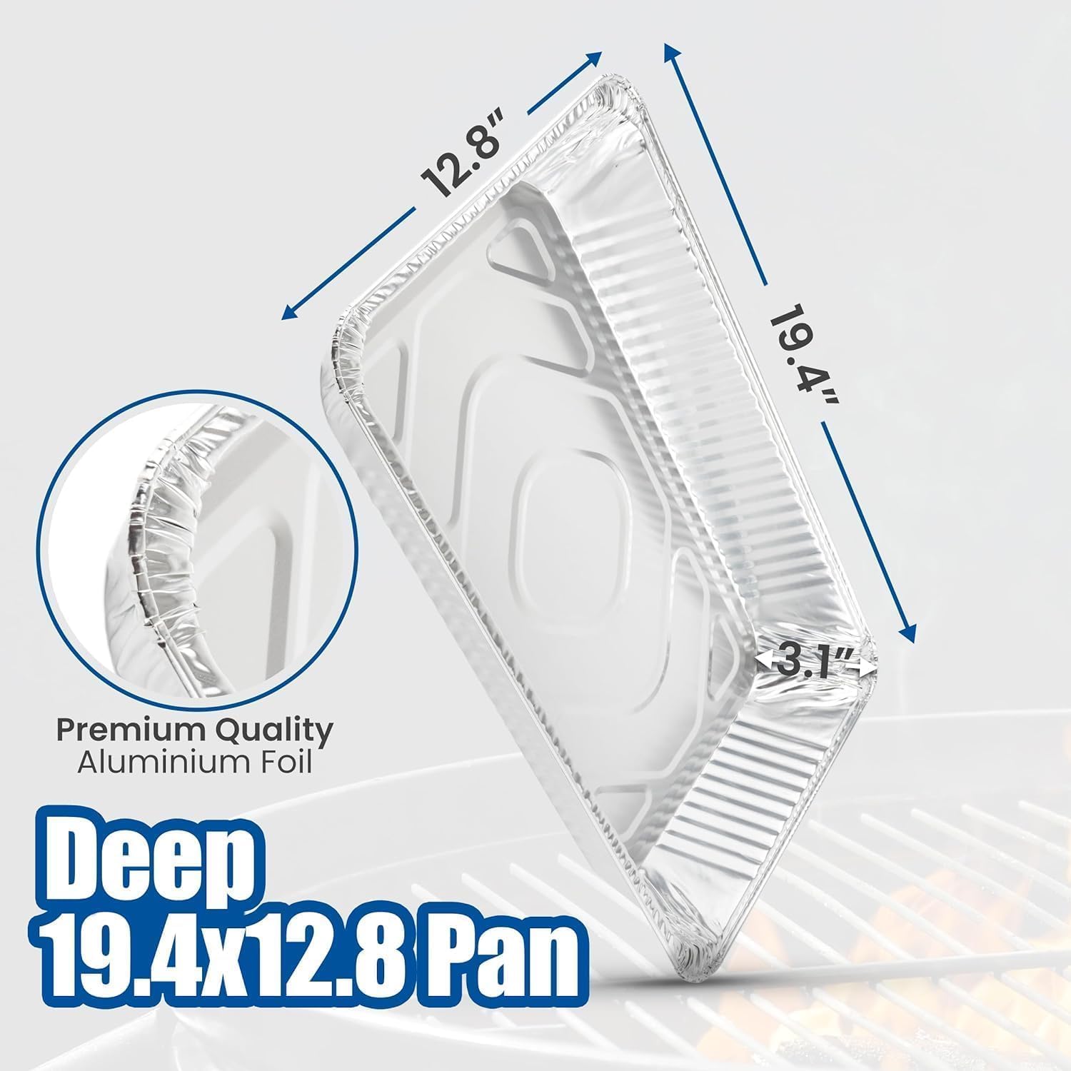 Aluminum Pans With Lids, Large Full Size 21x13x3 Disposable Foil Pans, Heavy Duty Roasting, Baking, Broiling, Catering & Chafing Pans (15, Full-Size w/Lids)