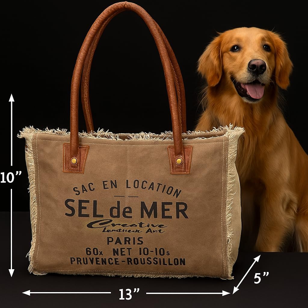 Sel De Mer Canvas Tote Bag For Women, Shoulder Bag, Casual Everyday Bag, Beach Bag, Travel Bag, Shopping Bag