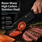 Xanapon Knife Set, 14 Pieces Kitchen Knife Set, High Carbon German Stainless Steel, Dishwasher Safe Cutlery With Built-In Knife Sharpener, Black