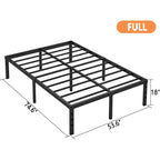 Hafenpo 18 Inch Full Bed Frame - Sturdy Metal Platform Full Size, No Box Spring Needed, Heavy Duty, Easy Assembly, Strong Bearing Capacity, Under Bed Storage, Black