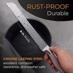 Orblue Serrated Bread Knife with Upgraded Stainless Steel Razor Sharp Wavy Edge - Bread Cutter Ideal for Slicing Homemade Bagels, Cake (8-Inch Blade with 5-Inch Handle)