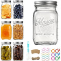 Mason Jars 32 Oz,6 Pack Large Wide Mouth Mason Jar With Airtight Lids And Bands|Quart Glass Canning Jars For Pickling, Fermenting And Food Storage Microwave&Dishwasher Safe
