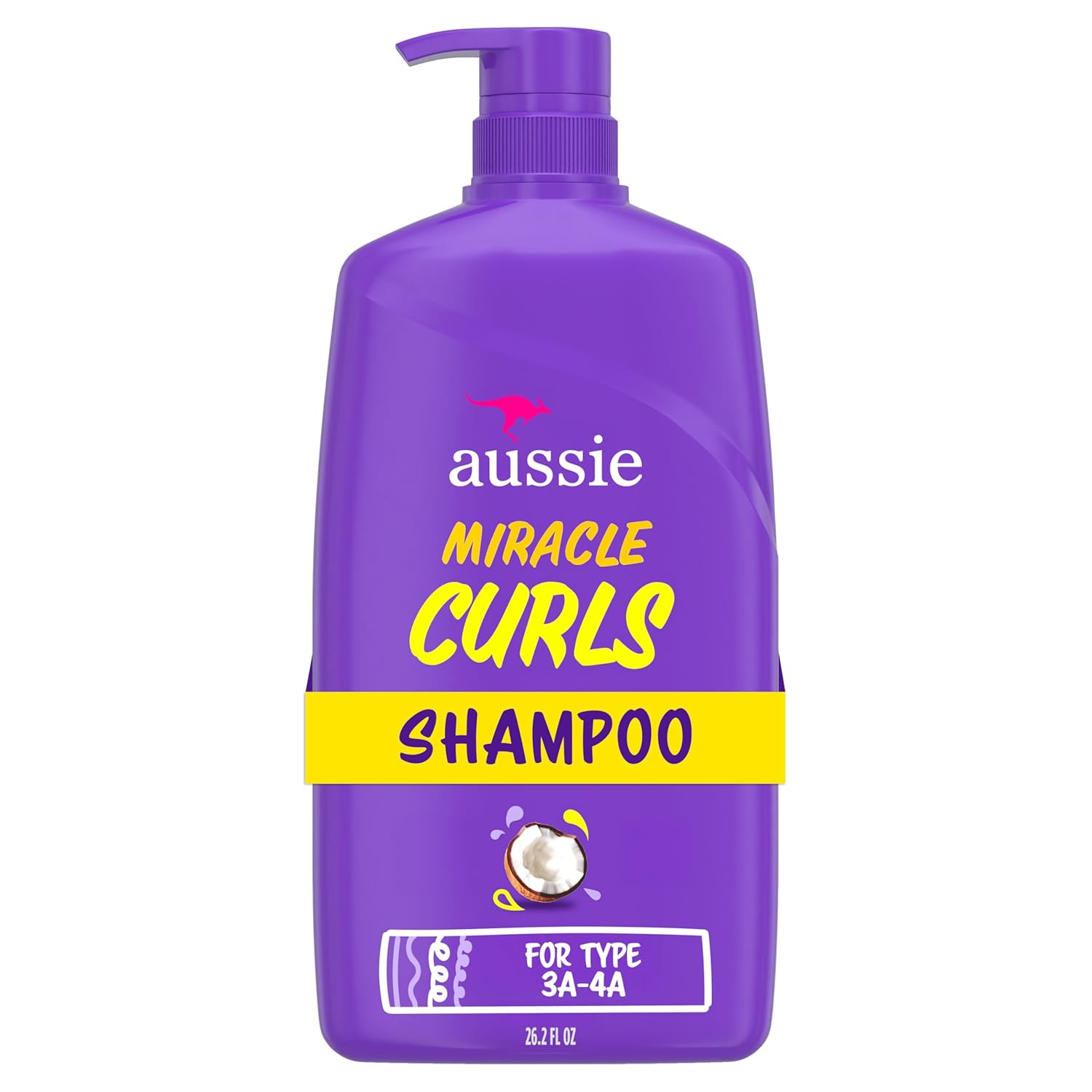 Aussie Miracle Curls Shampoo for Curly Hair with Coconut Oil, Paraben Free, 26.2 oz, 778 ml