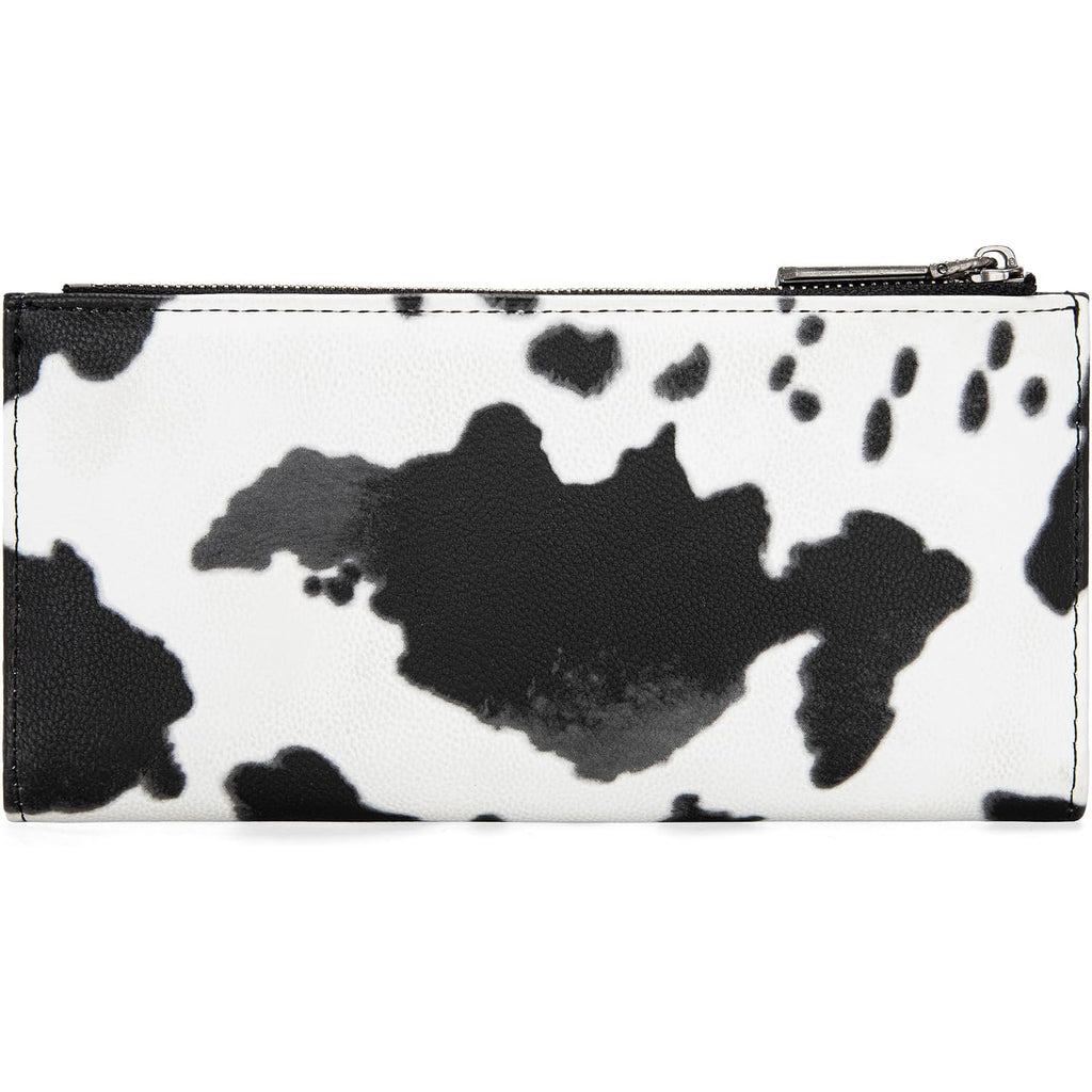 Montana West Wrangler Cow Print Bifold Wallet Women'S Wallets, Card Cases & Money Organizers Women Credit Card Wallet For Ladies Female Cash Wallett Black Wallets With Smooth Zipper