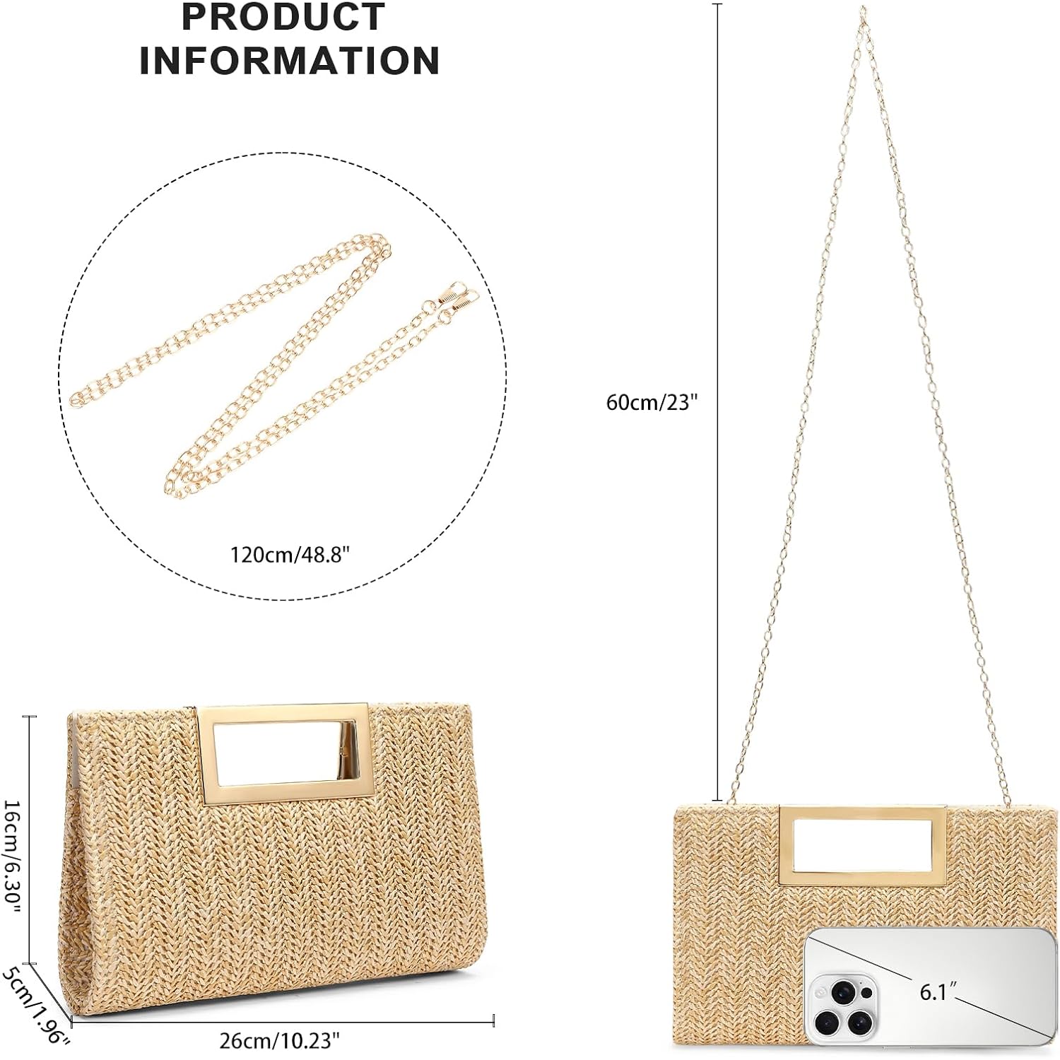 Rniega Straw Clutch Handbags Summer Clutch Woven Boho Beach Bags Straw Purses For Women