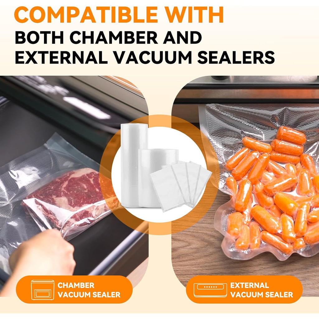 [2024 New] 8" X 50' 3 Rolls, Vacuum Sealer Rolls Bags For Food, Great For Food Storage, Sous Vide And Meal Prep, Wevac Lite