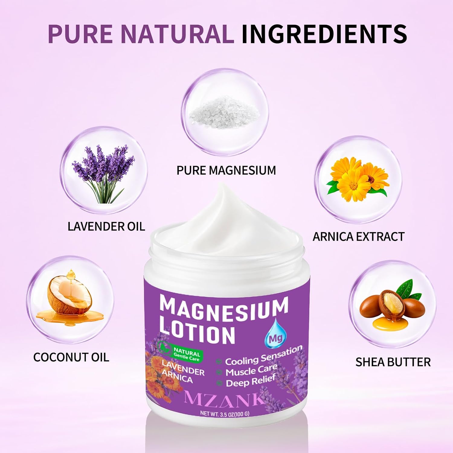 Mzank Magnesium Lotion With Lavender & Arnica – Fast-Absorbing Magnesium Cream For Restful Sleep,Muscle Relief And Relaxation,Deep Moisturizing Care For Hands,Legs,Feet,Self-Care Gift For Women