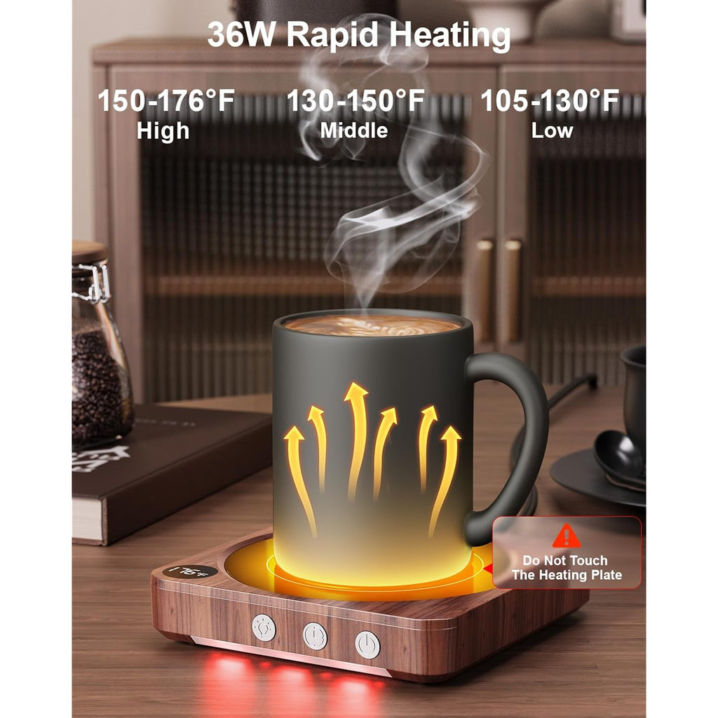 House Gem Mug Warmer - 36W Coffee Mug Warmer for Desk with Temperature Display, 2-12Hrs Auto Shut Off, Smart Candle Warmer - Ideal Coffee Gifts Accessories Keep Beverages Coffee Warmer (Wood) (Wood)
