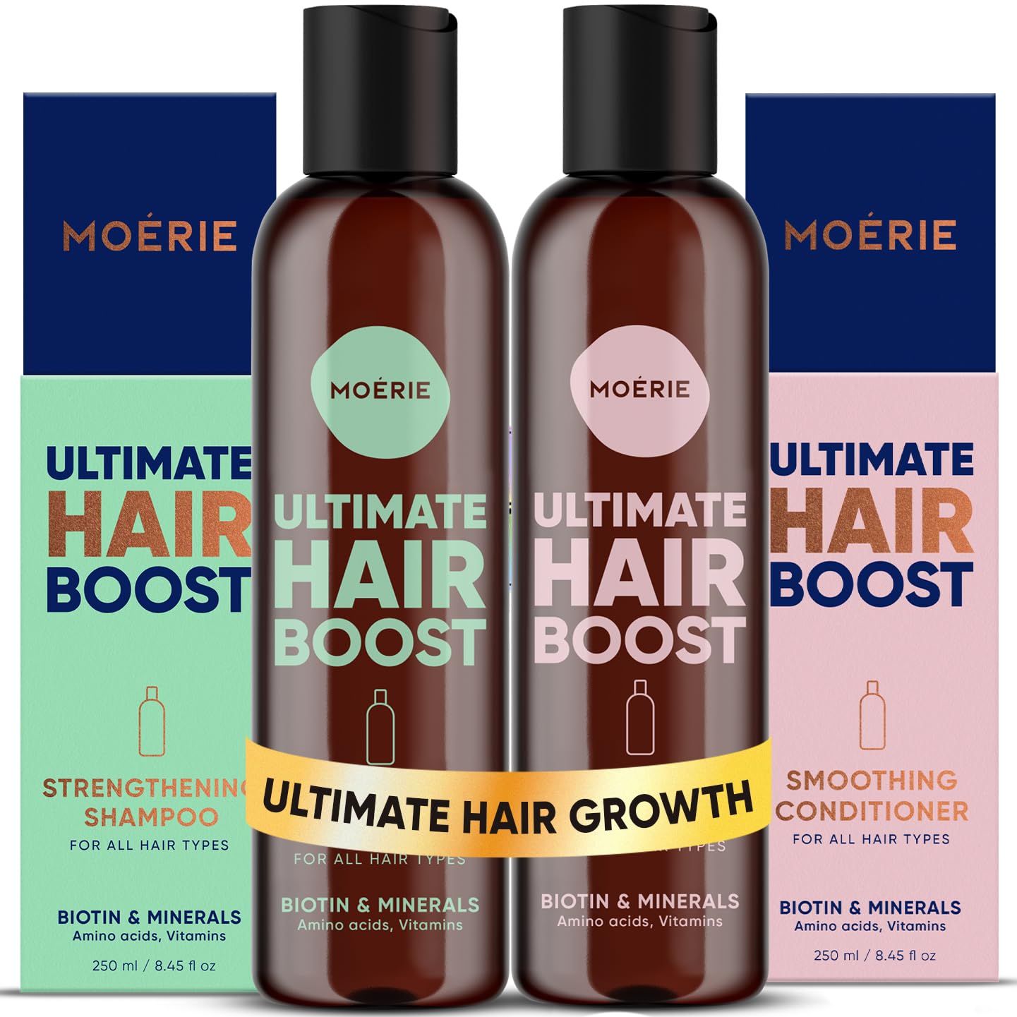 Moerie Hair Growth Shampoo And Conditioner For Women And Men, Hair Loss Solution With Biotin And Rosemary, Thickening Shampoo And Conditioner For Thinning Hair – Promotes Regrowth