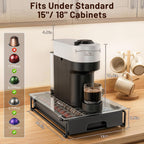 Everie Nespresso Vertuo Pod Holder Drawer, Coffee Pod Organizer With Universal Slots, Holds 40 Large Or 52 Small Capsules, Tempered Glass Top Storage Drawer For Coffee Makers, 12" X 16.5" X 3.5"