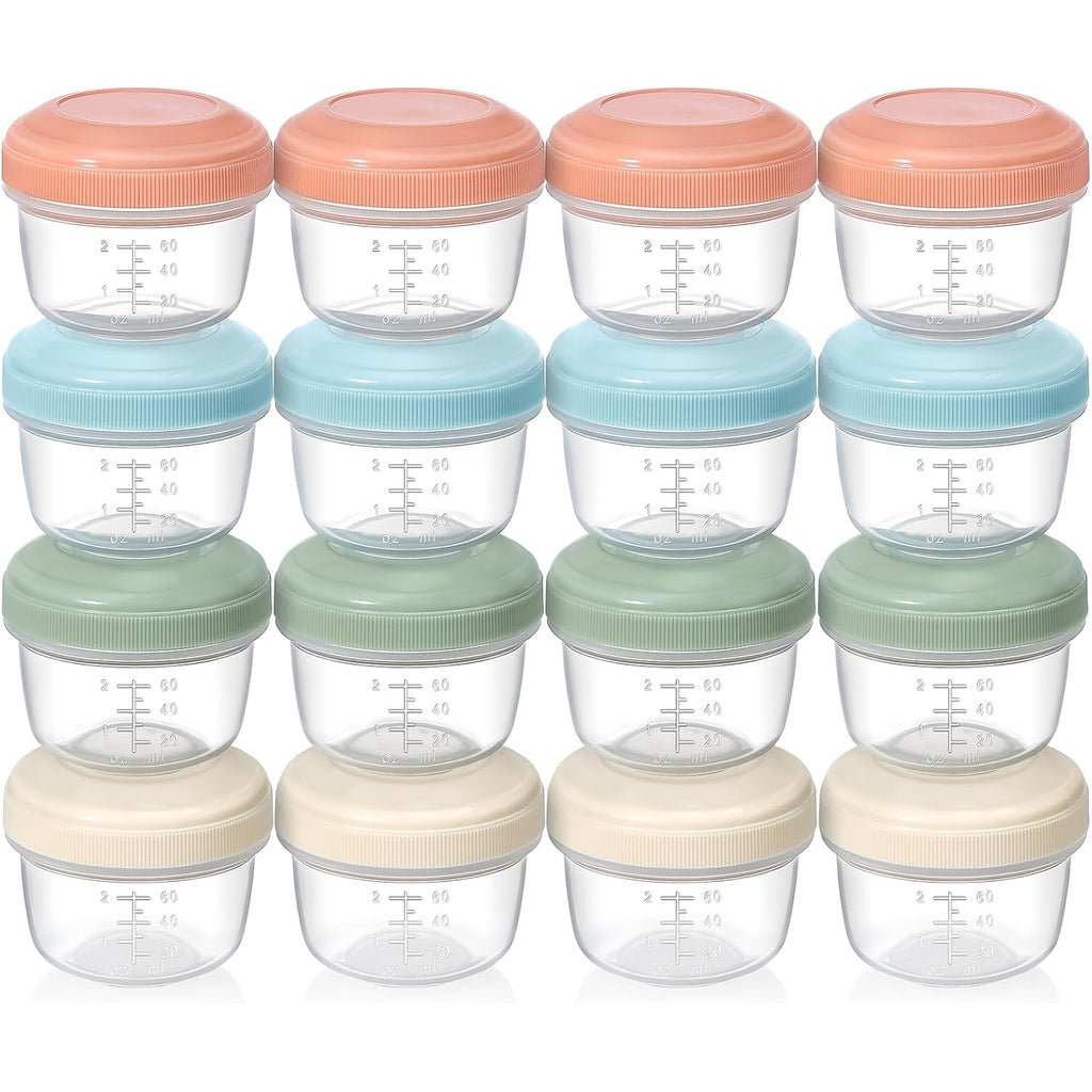 Vitever [16 Pack] 4 Oz Small Containers With Lids, Reusable Plastic Jars For Snack And Puree, Salad Dressing Container To Go, Deli Containers, Freezer Baby Food Containers, Dishwasher Safe, Bpa Free