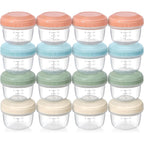 Vitever [16 Pack] 4 Oz Small Containers With Lids, Reusable Plastic Jars For Snack And Puree, Salad Dressing Container To Go, Deli Containers, Freezer Baby Food Containers, Dishwasher Safe, Bpa Free