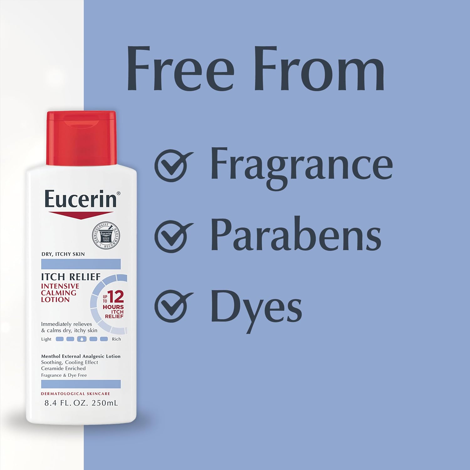 Eucerin Itch Relief Intensive Calming Lotion, Itch-Relieving Lotion For Sensitive Dry Skin, 8.4 Fl Oz Bottle