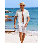 Coofandy Men'S Casual Button Down Shirts Short Sleeve Textured Summer Beach Shirts