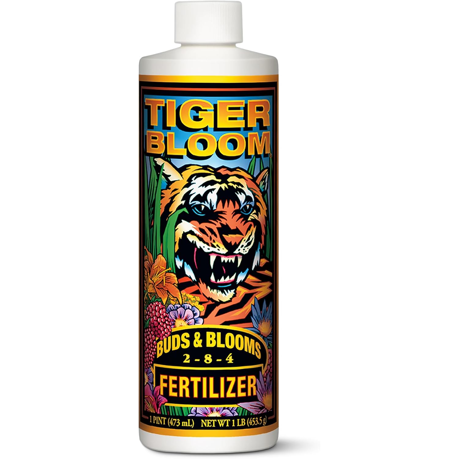 Foxfarm Tiger Bloom Liquid Plant Food - Phosphorus Fertilizer For Buds, Blooms & Flowering - Supports Soil & Hydroponic Systems - High Micronutrient Formula With 2-8-4 Nutrient Ratio - 1 Quart